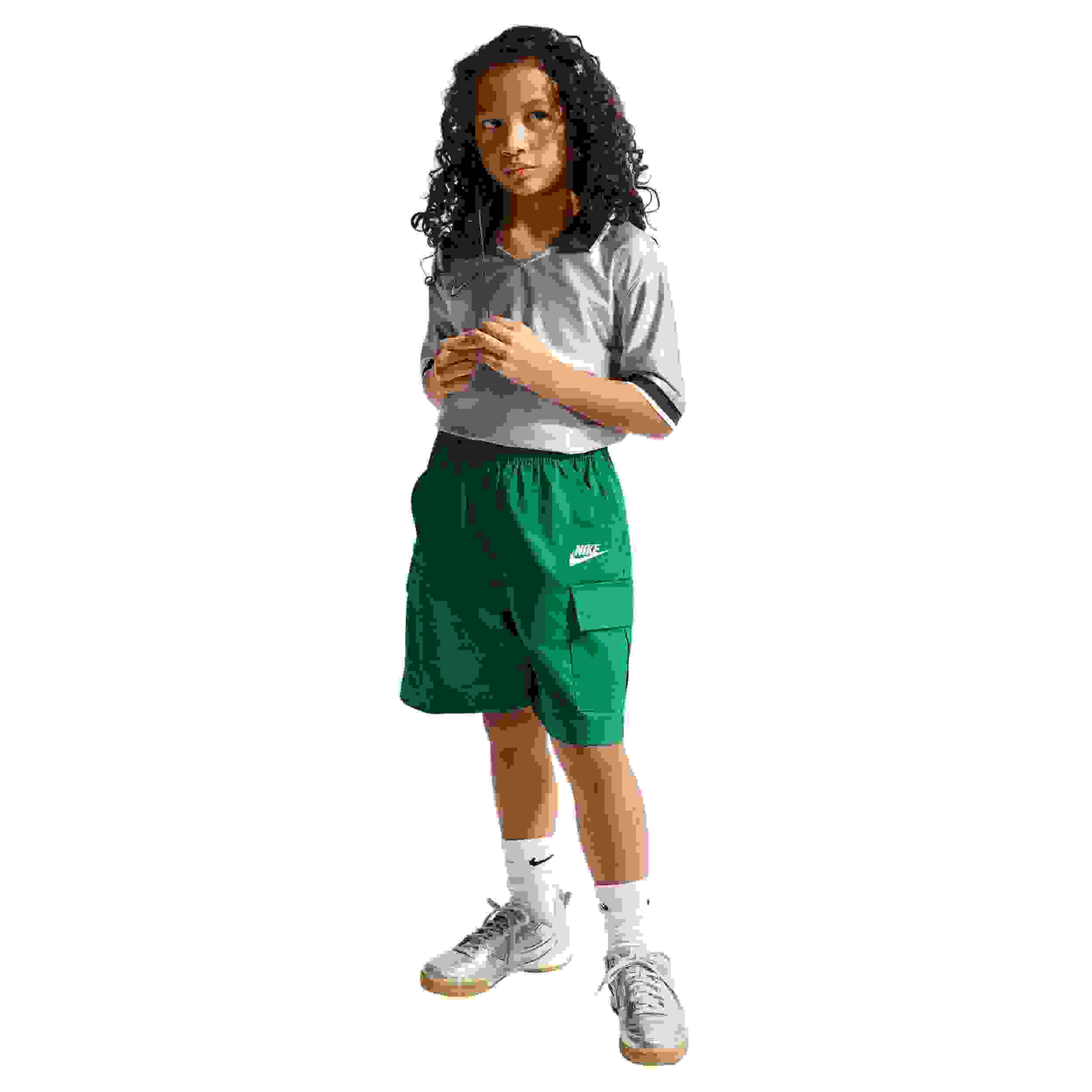 Nike Sportswear Club Big Kids' Green Woven Cargo Shorts